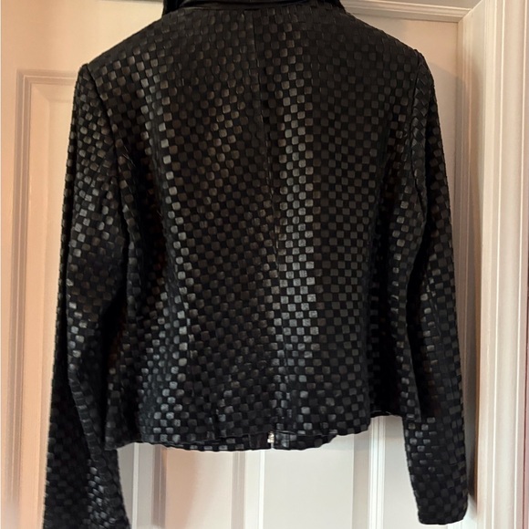 Braided, Leather Jacket with Removable, Rabbit Collar — Large - Picture 2 of 5